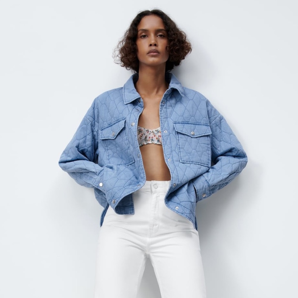 Zara Quilted Button Jacket